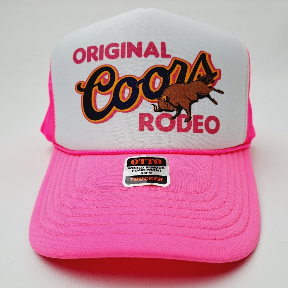 Coors Rodeo Women's Foam Trucker Mesh Snapback Cap Hat Pink & White